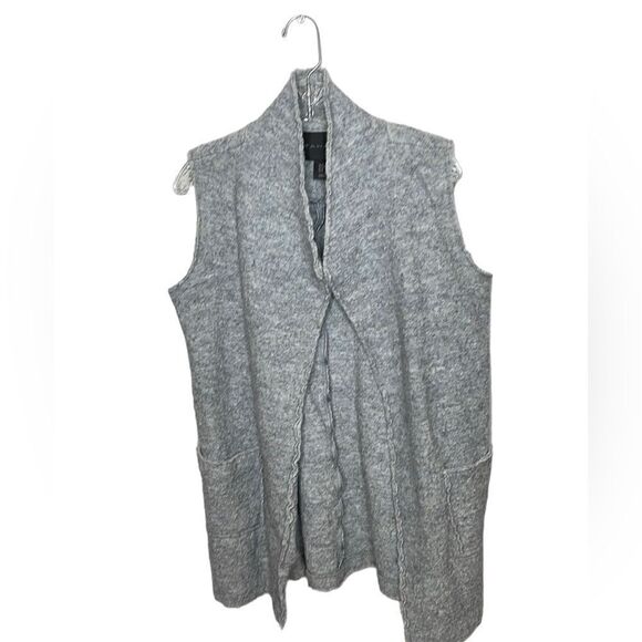 Tahari Long Open Front Grey Wool Duster Cardigan Sweater. Size Medium. - Picture 2 of 10